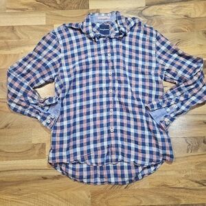 Tommy Bahama Mens L Shirt Linen Plaid Button Front Long Sleeve Casual